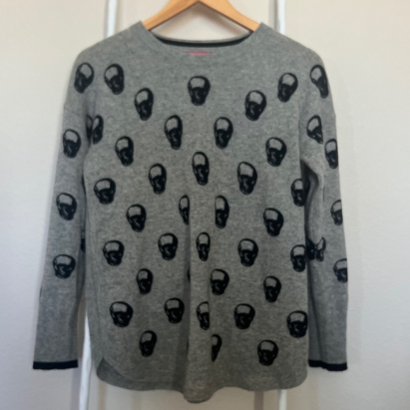 Catherine Malandrino Sweaters - Catherine Malandrino Cashmere Skulls Sweater - Gray and Black - Size Small -